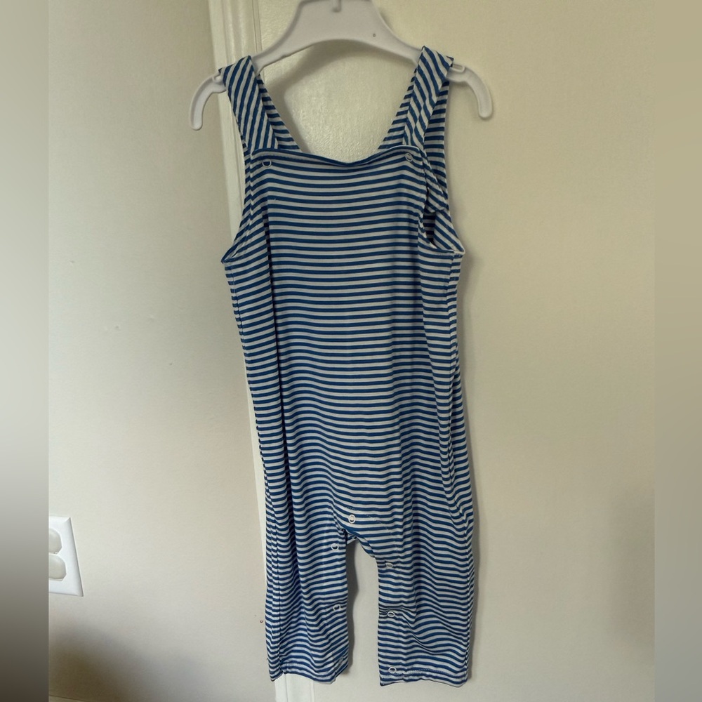 Angel Dear Blue and White Striped Romper NWT